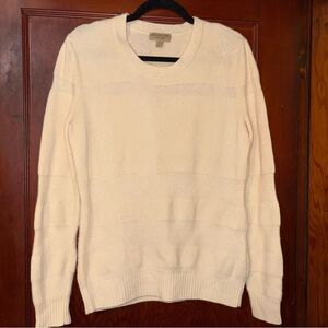 Burberry Check Sweater, Wool/Cashmere Blend, Cream Size Small